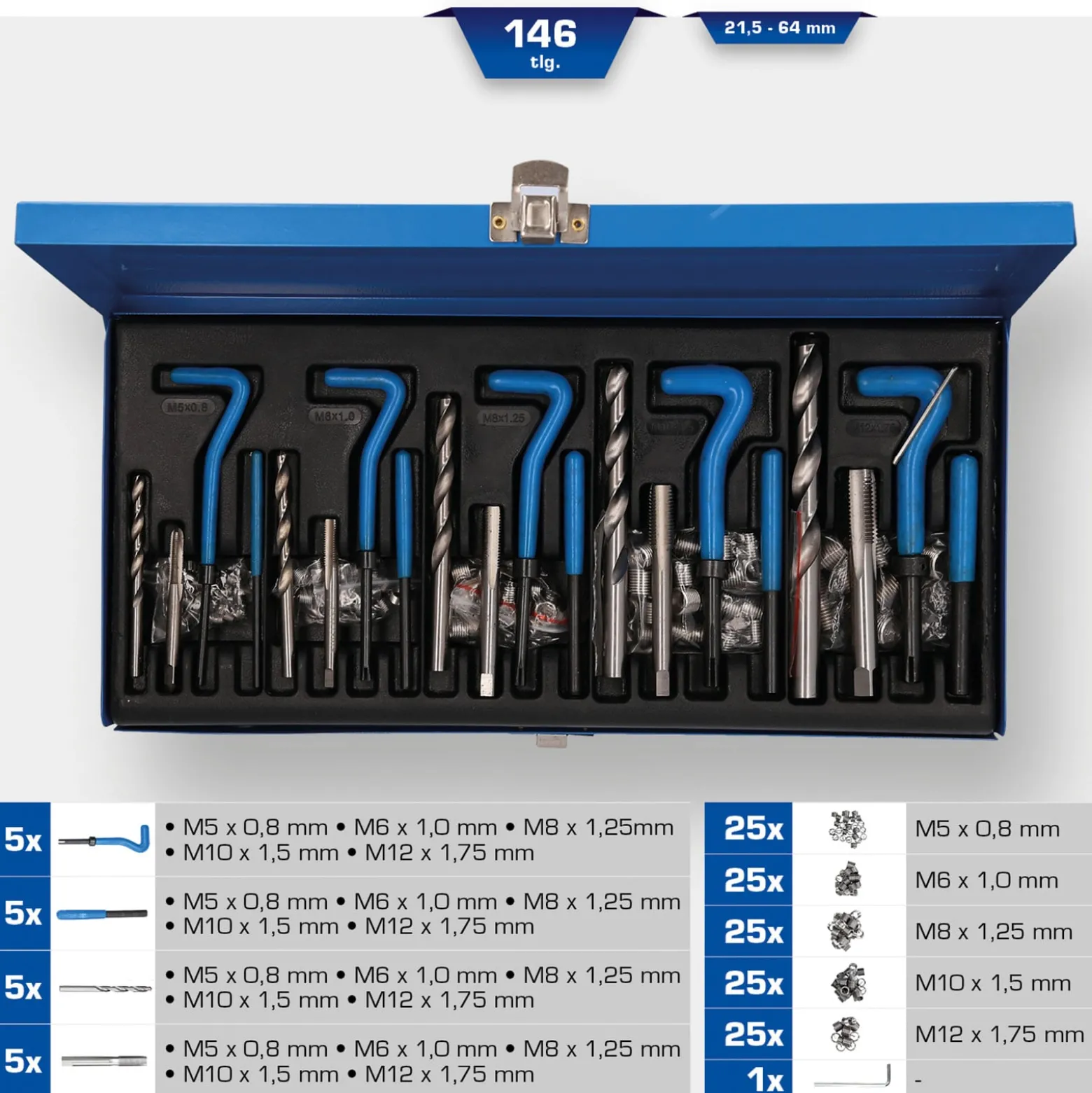 BRILLIANT TOOLS Gewindereparatur-Satz 146tlg. - BT541150