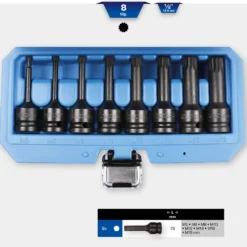 BRILLIANT TOOLS 1/2" Kraft-Bit-Stecknuss-Satz XZN 8tlg. M5 - M18 - BT022605