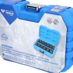 BRILLIANT TOOLS 1/2" Kraft-Stecknuss-Satz Sechskant 13tlg. kurz - BT022620