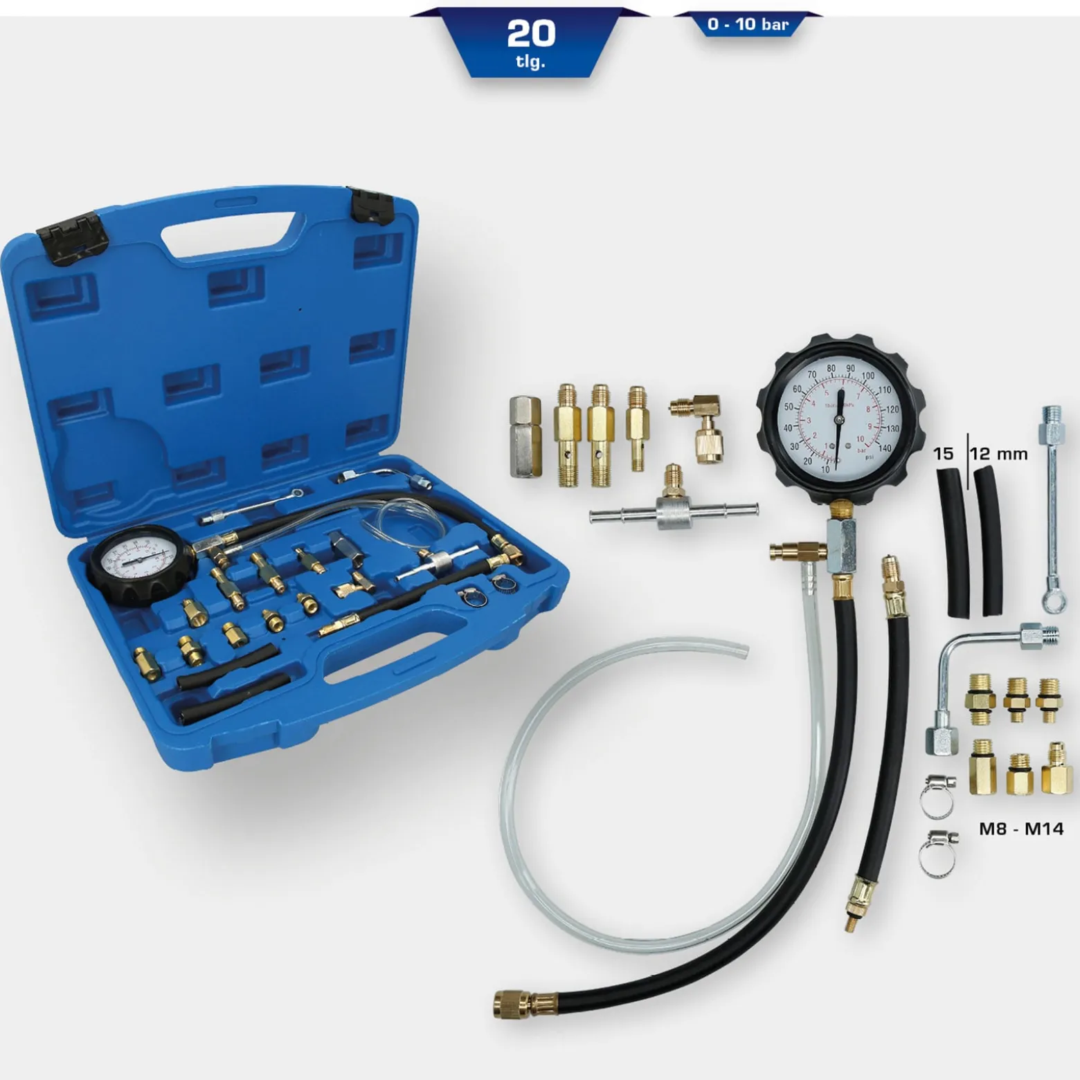 BRILLIANT TOOLS Kraftstoff-Einspritzsystem-Tester-Satz 20tlg. - BT581350