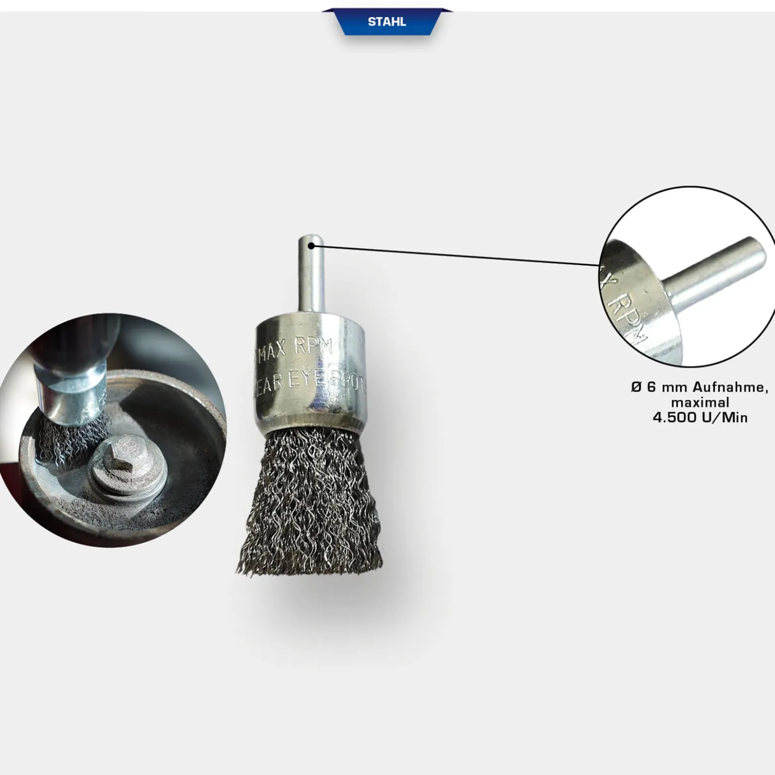 BRILLIANT TOOLS Pinselkopfbürste Ø 25 mm mit 6 mm Aufnahme - BT103104