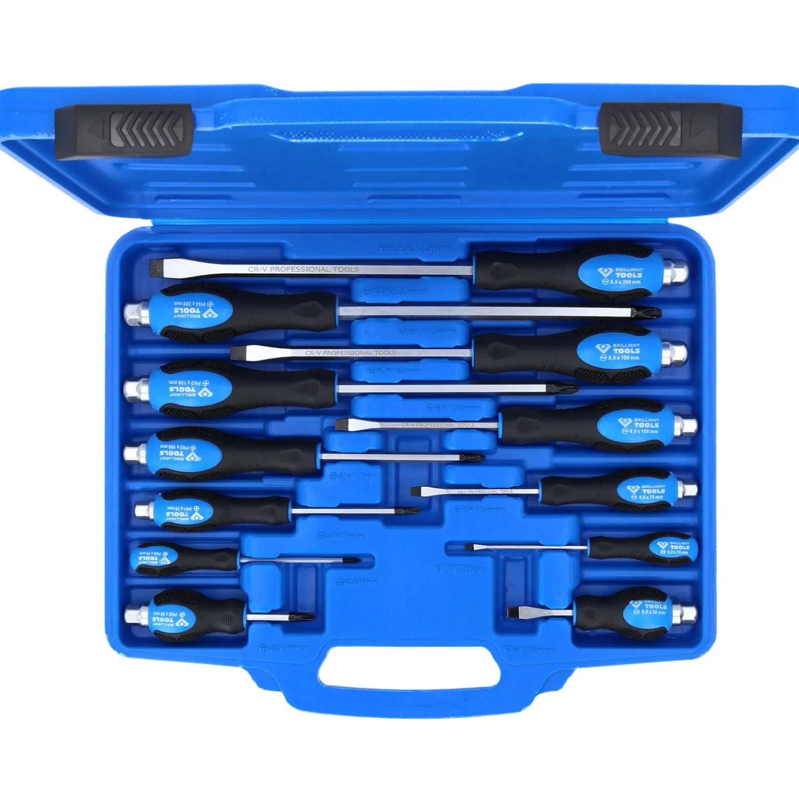 BRILLIANT TOOLS Schraubendreher-Satz mit Schlagkappe 12tlg. Schlitz PH Phillips - BT034012