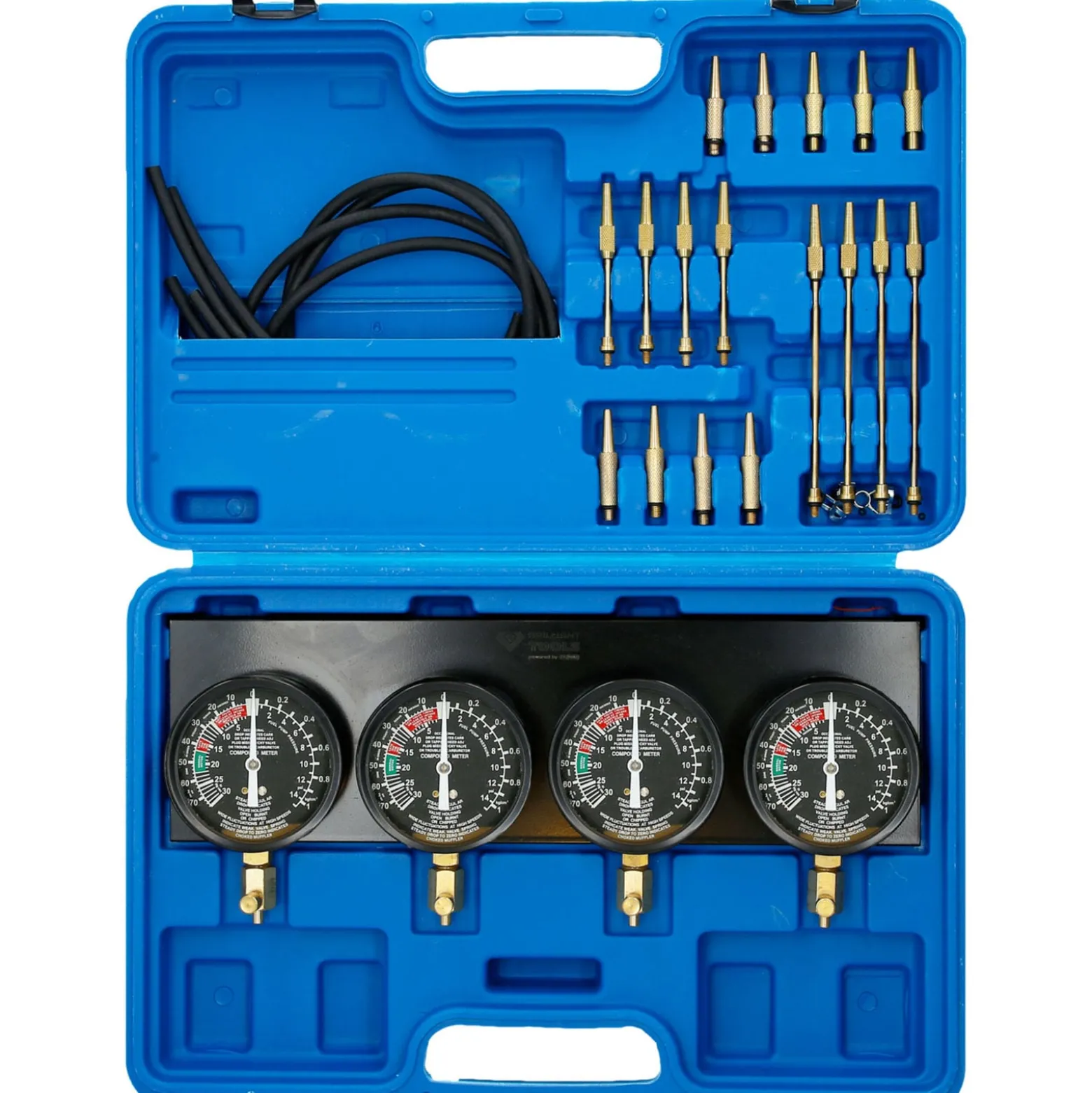 BRILLIANT TOOLS Synchron-Vergaser-Testgerät mit 4 Synchronuhren 26tlg. - BT581200