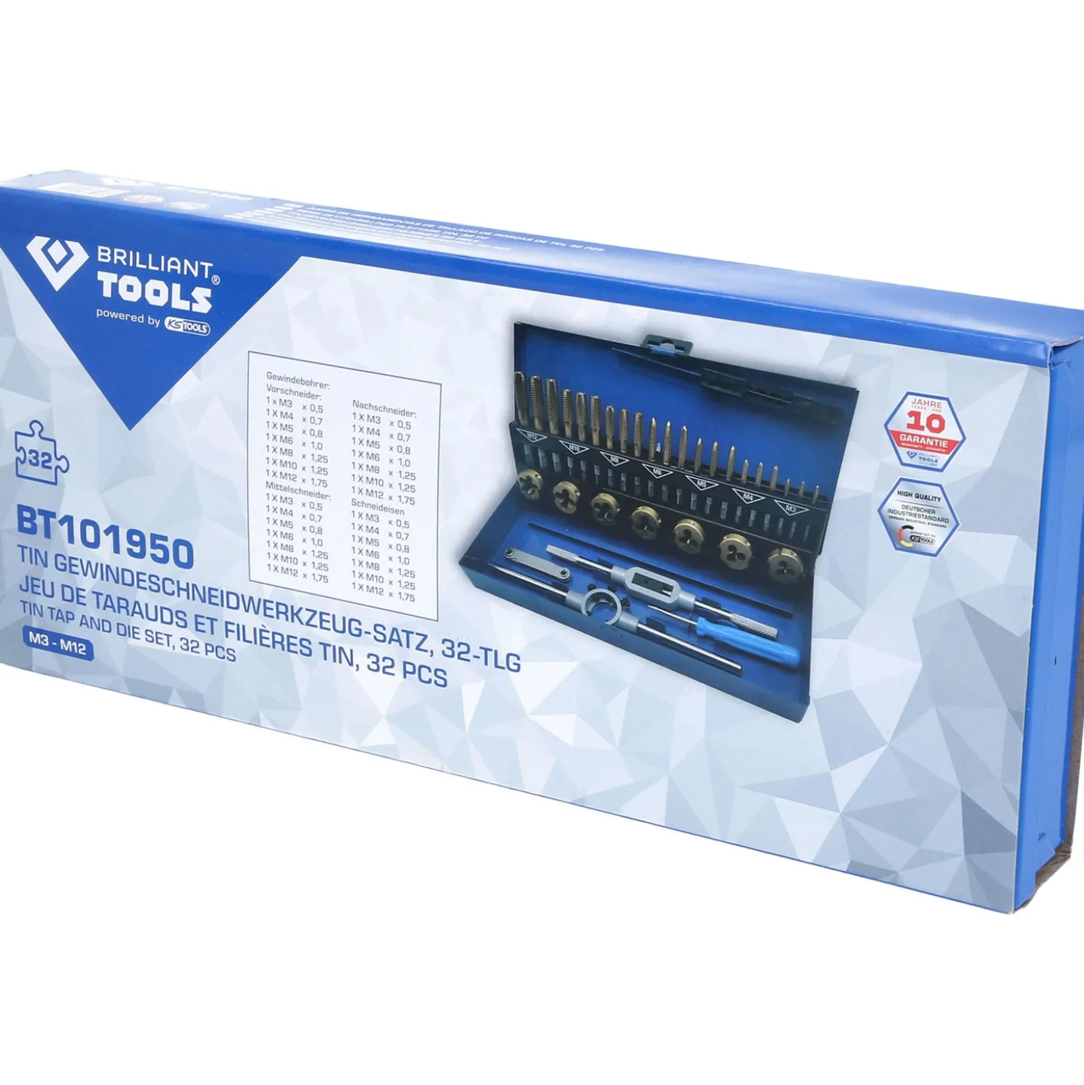 BRILLIANT TOOLS TiN Gewindeschneidwerkzeug-Satz 32tlg. - BT101950