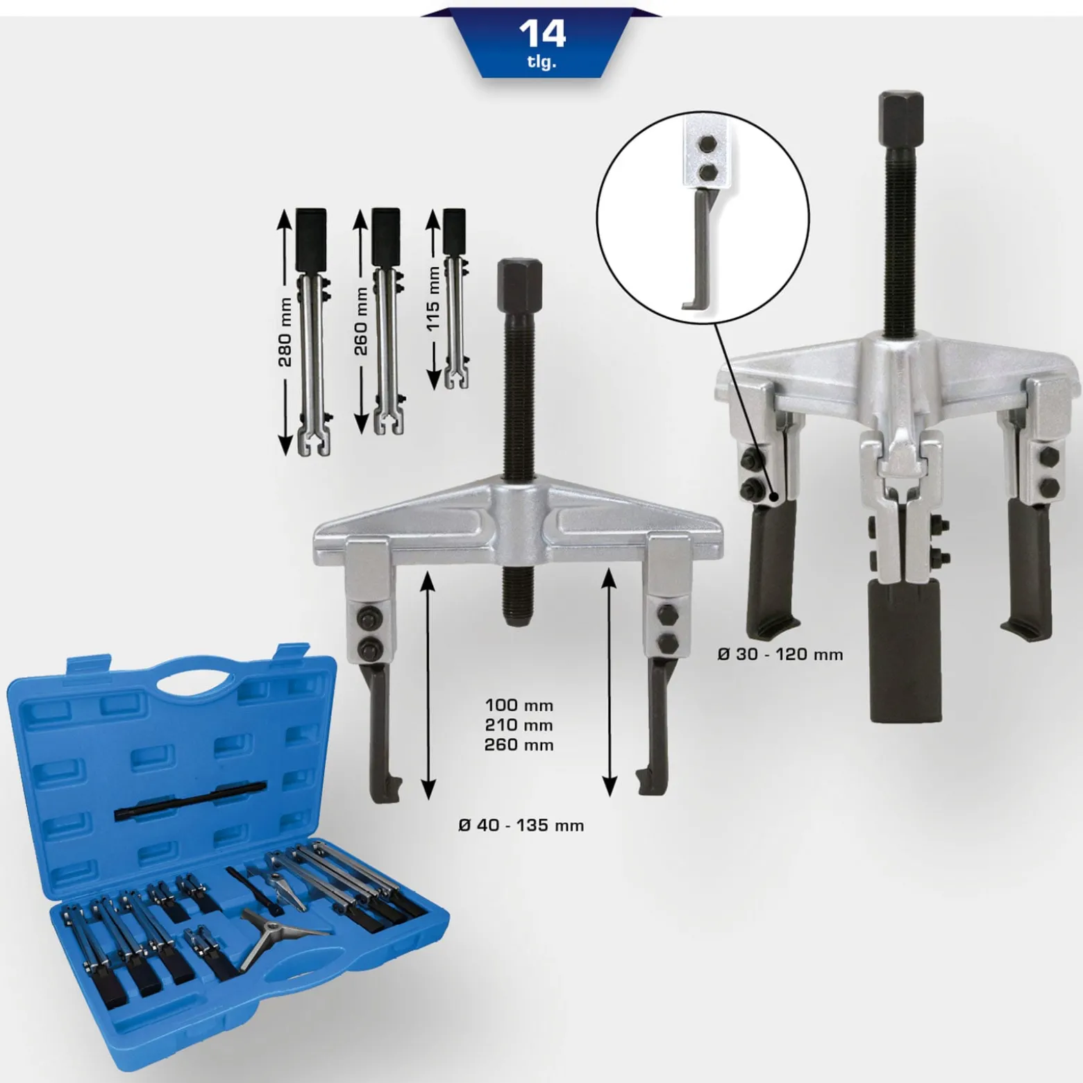 BRILLIANT TOOLS Universal-Abzieher-Satz 14tlg. - BT631000