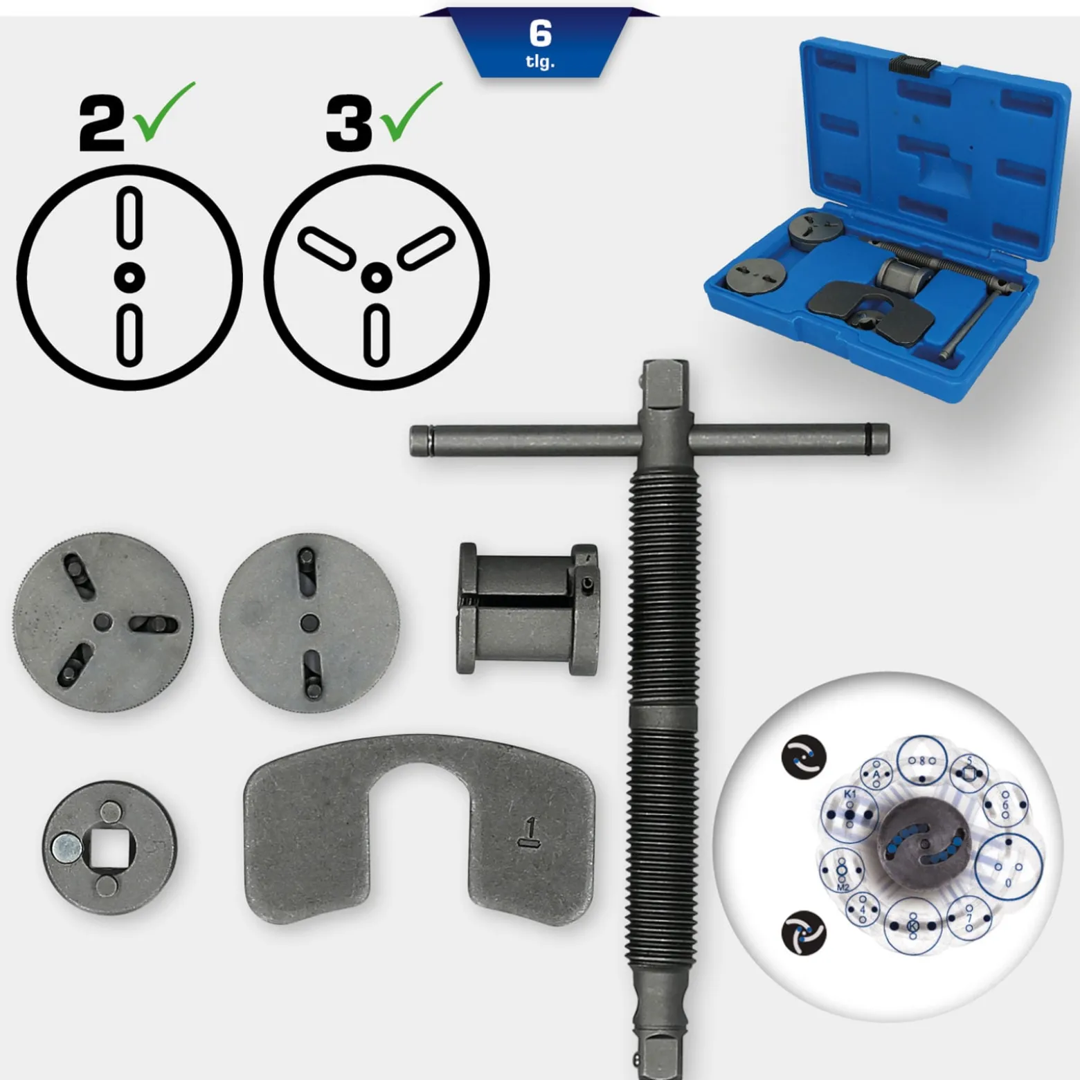 BRILLIANT TOOLS Universal-Bremskolben-Rückstellwerkzeug-Satz 5tlg. - BT701150