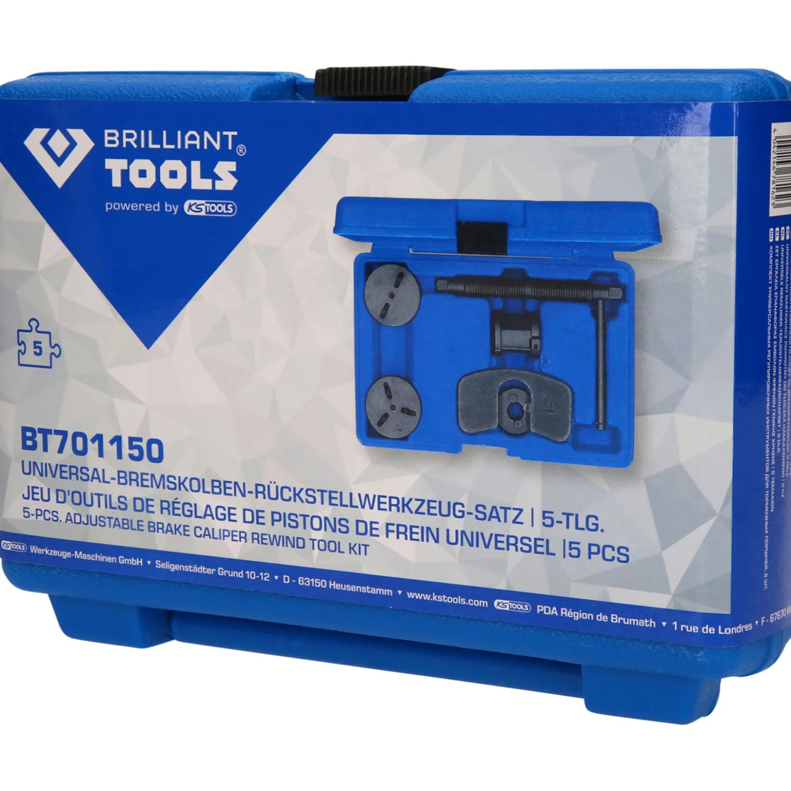 BRILLIANT TOOLS Universal-Bremskolben-Rückstellwerkzeug-Satz 5tlg. - BT701150