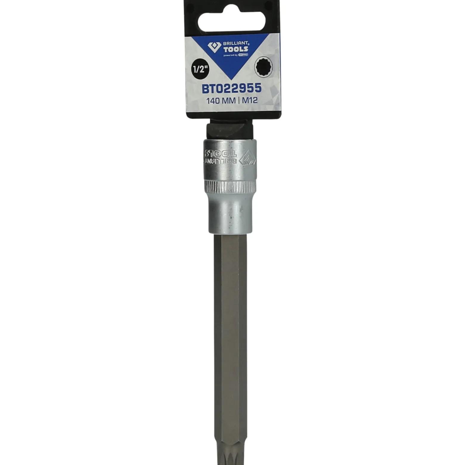 BRILLIANT TOOLS 1/2" Vielzahn-Bit-Stecknuss 140 mm lang M12 - BT022955