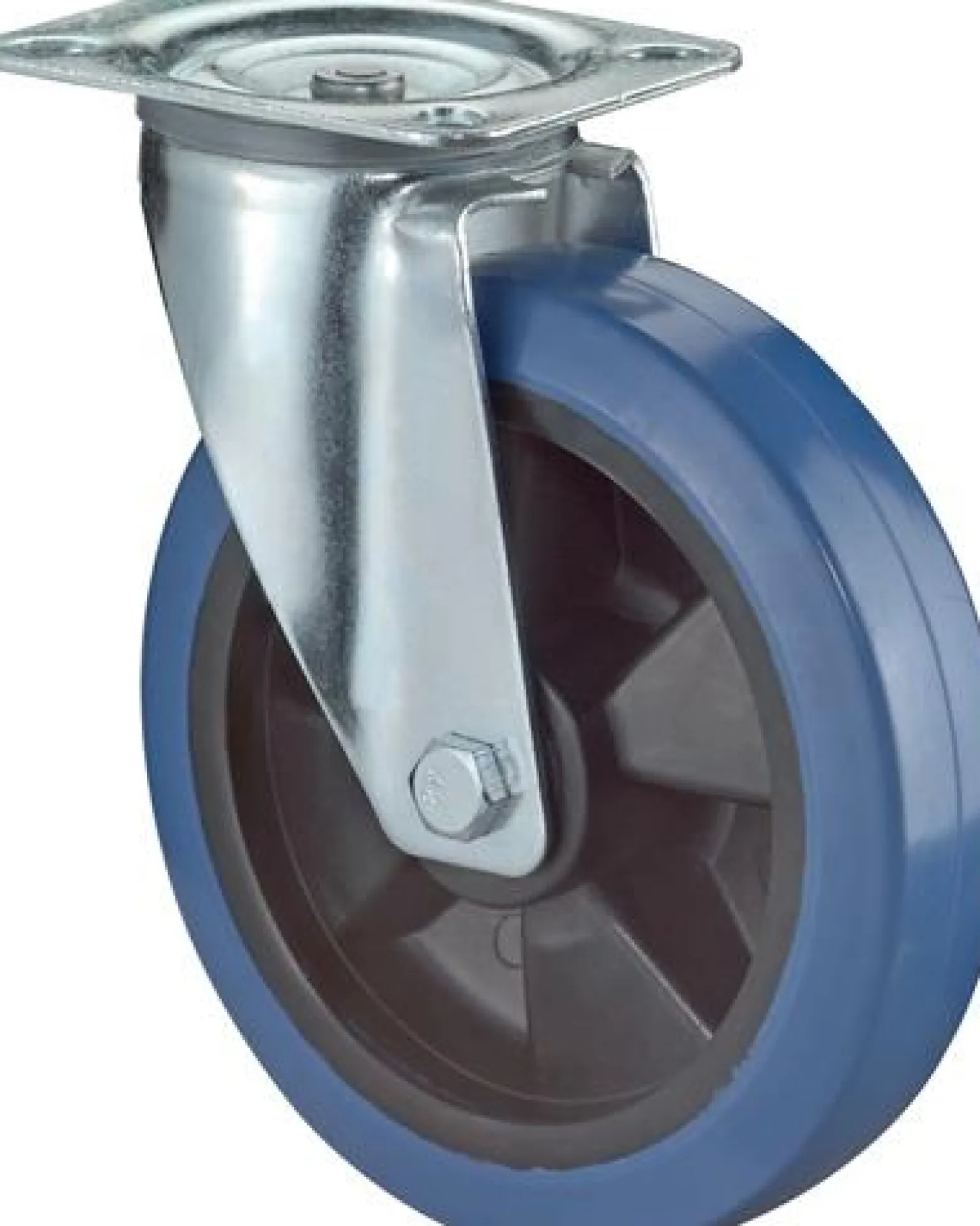 BS Rollen Lenkrolle mit Anschraubplatte Elastik-Vollgummi blau Rollenlager 100 mm 140 kg - L500.B61.101
