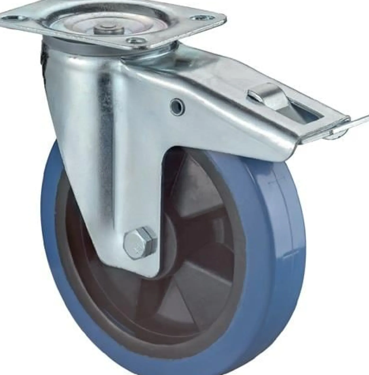 BS Rollen Lenkrolle mit Feststeller und Anschraubplatte Elastik-Vollgummi Rollenlager 100 mm 140 kg - L520.B61.101