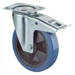 BS Rollen Lenkrolle mit Feststeller und Anschraubplatte Elastik-Vollgummi Rollenlager 100 mm 140 kg - L520.B61.101