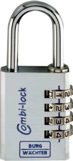 BURG-WÄCHTER Zahlenvorhangschloss Combi Lock 90 Chromo Schlosskörper-B.40 mm Aluminium 4 Zahlenrollen - 90 40 CHROMO SB