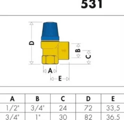 CA Membran-Sicherheitsventil 3/4Zoll x 1Zoll, 10 bar für Brauchwasser