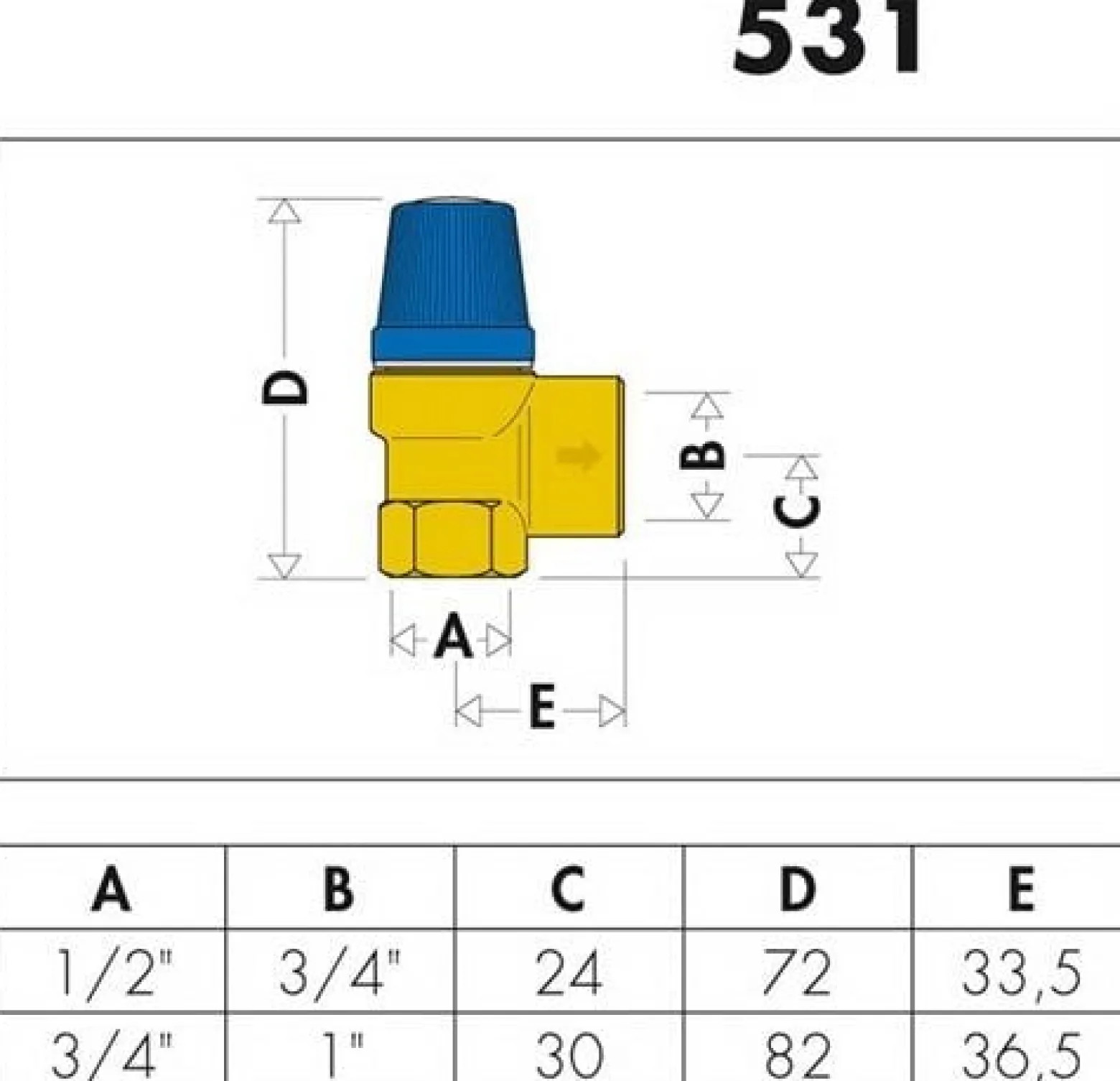 CA Membran-Sicherheitsventil 3/4Zoll x 1Zoll, 10 bar für Brauchwasser