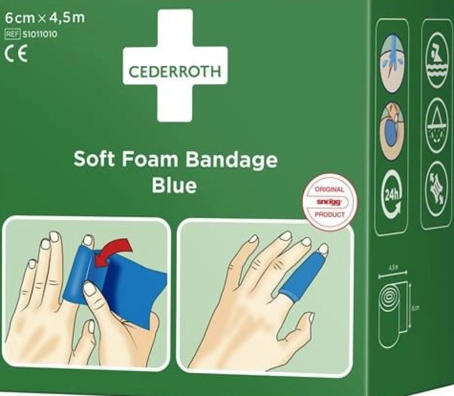 Cederroth Pflaster und Bandage Soft Foam selbsthaftend elastisch, blau - 51011010