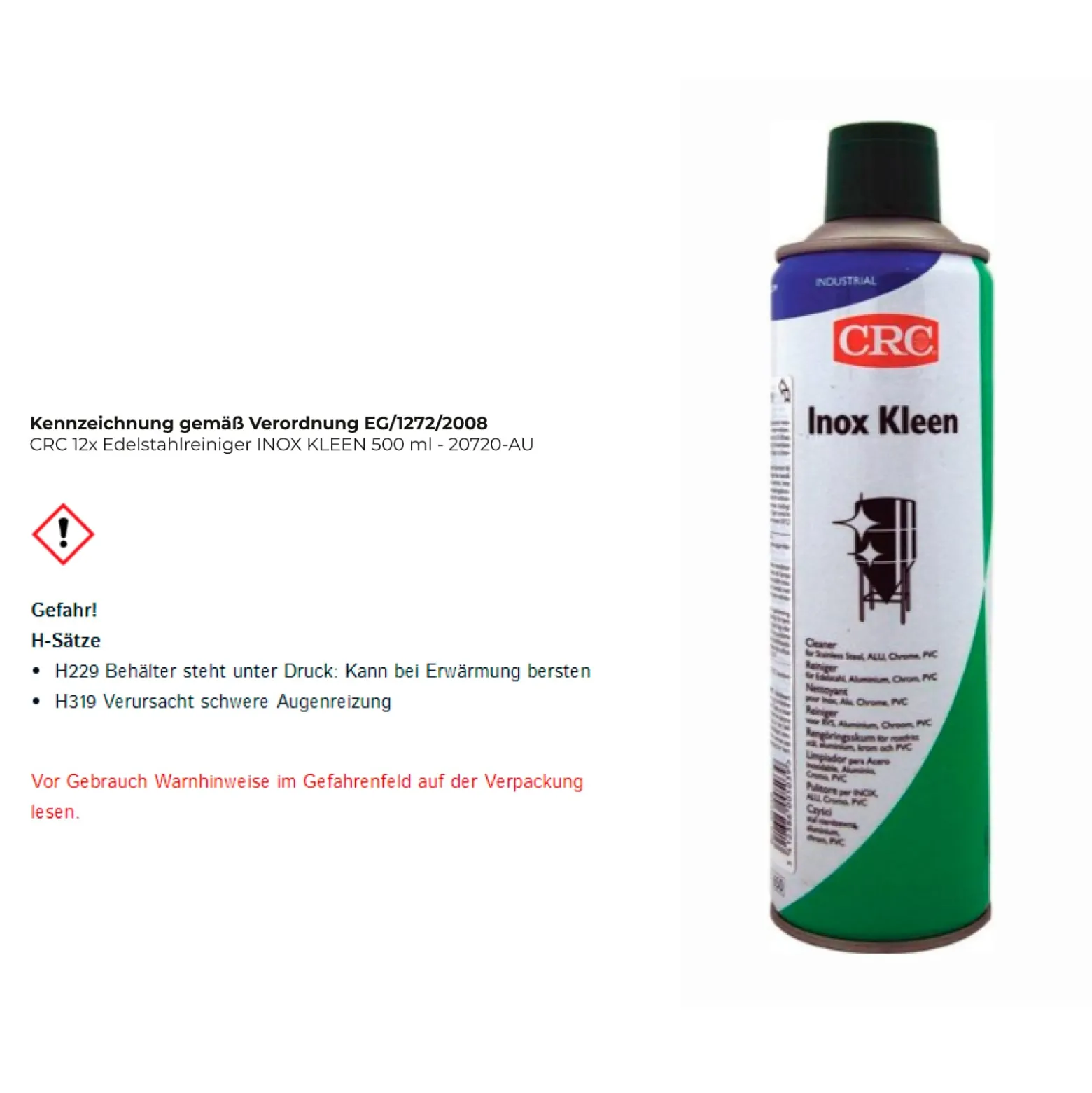 CRC Edelstahlreiniger INOX KLEEN 500 ml - 20720-AU