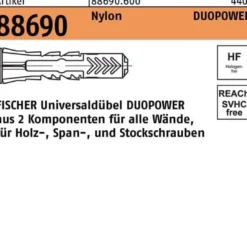 Dübel R 88690 DUOPOWER 12x 60 Nylon 25 Stück FISCHER
