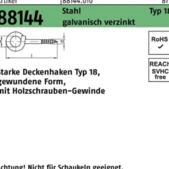 Deckenhaken R 88144 Typ 18 100x 8,2x 22 Stahl galv.verz. 20 Stück