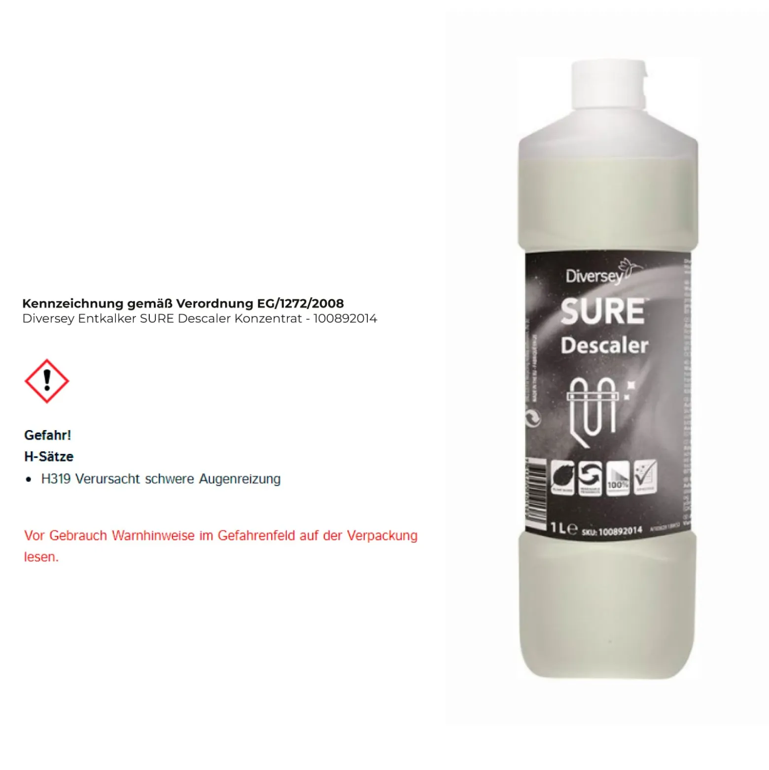 Diversey Entkalker SURE Descaler Konzentrat - 100892014