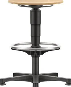 Drehhocker Bodengleiter u.Fußring Buche natur Sitz-H.560-830mm HO BIMOS