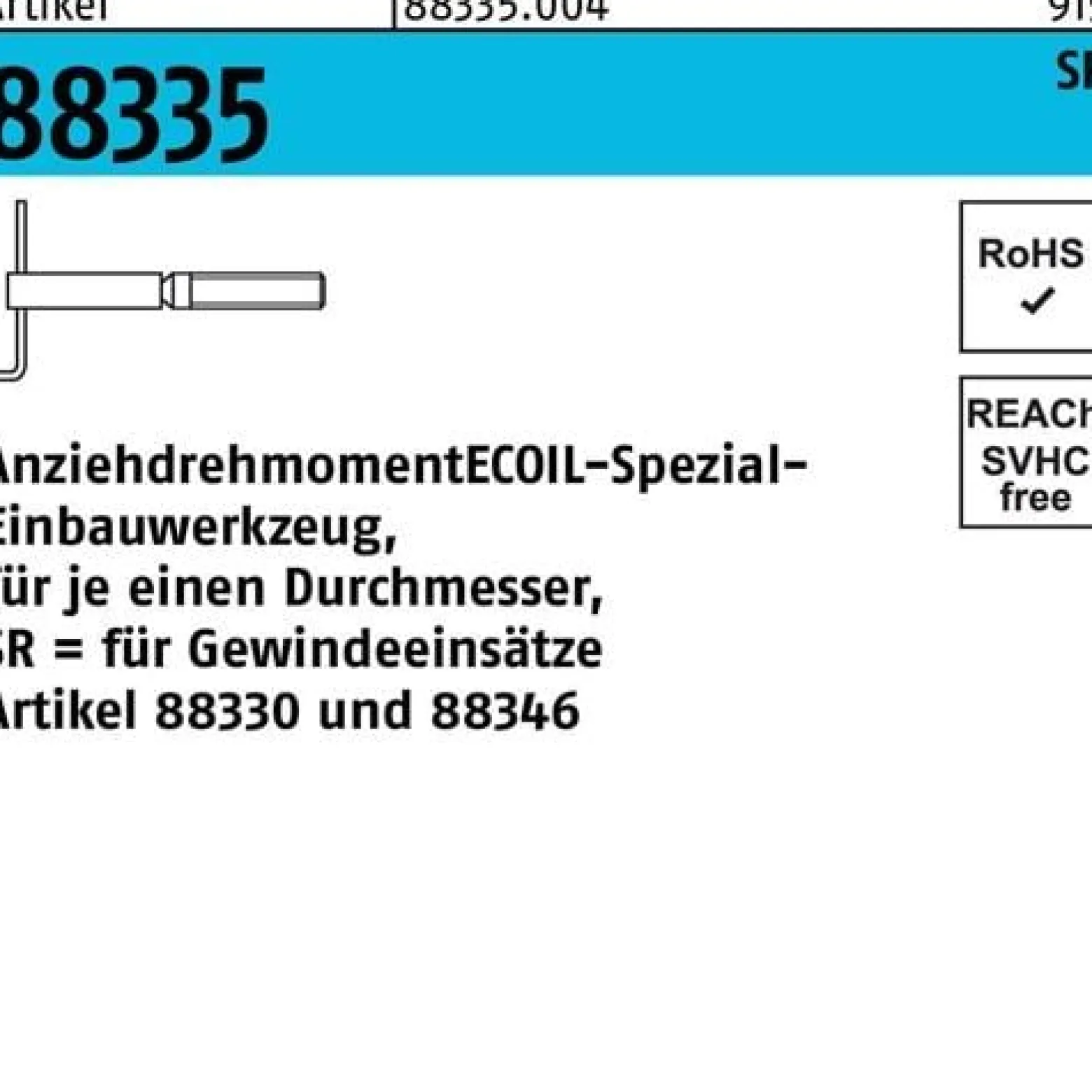 Einbauwerkzeug R 88335 f.SR M20 Stahl 1 Stück AMECOIL
