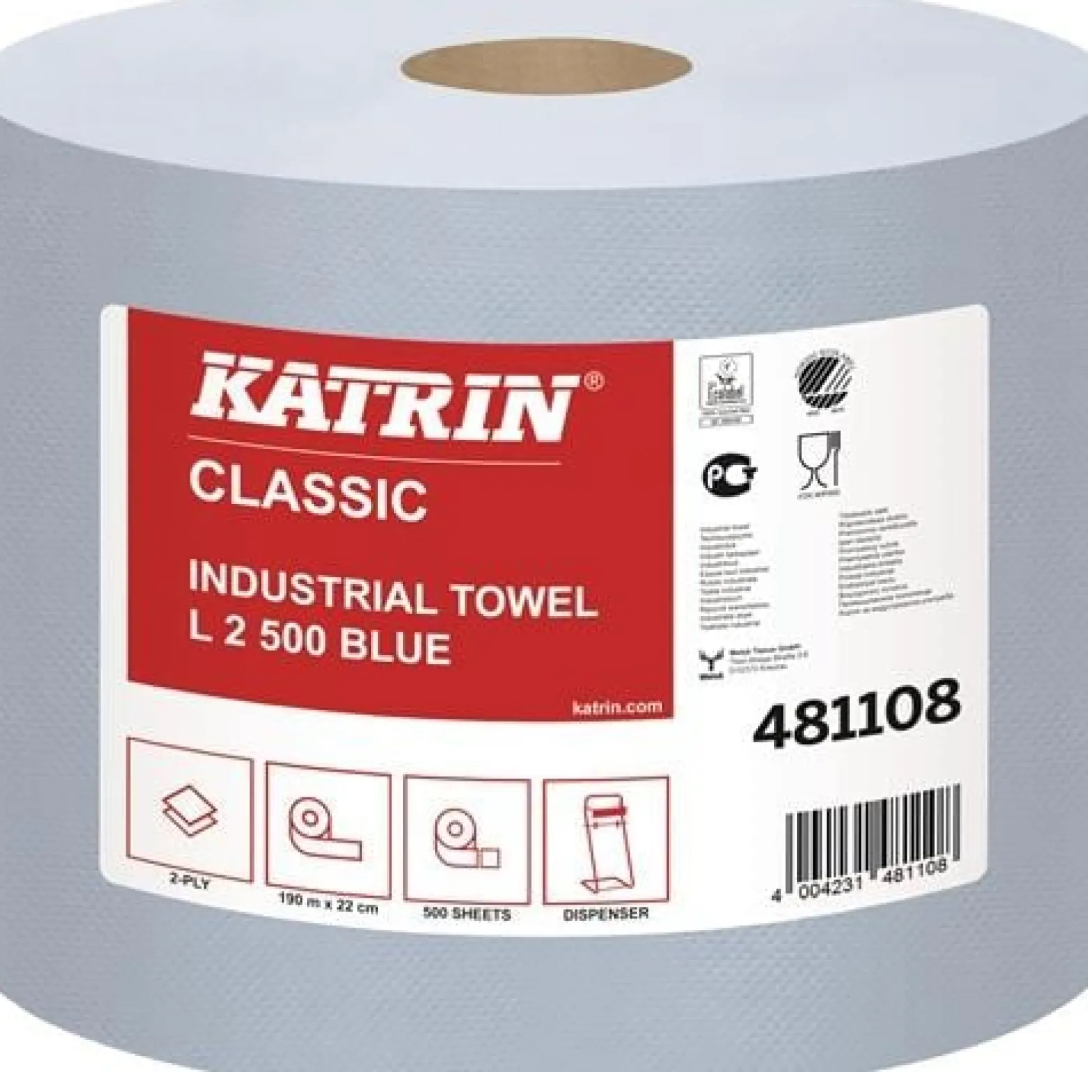ELOS Putztuchrolle Katrin Classic L 2 L190xB220mm ca.mm blau 2-lagig 2 RL/KT - 481108