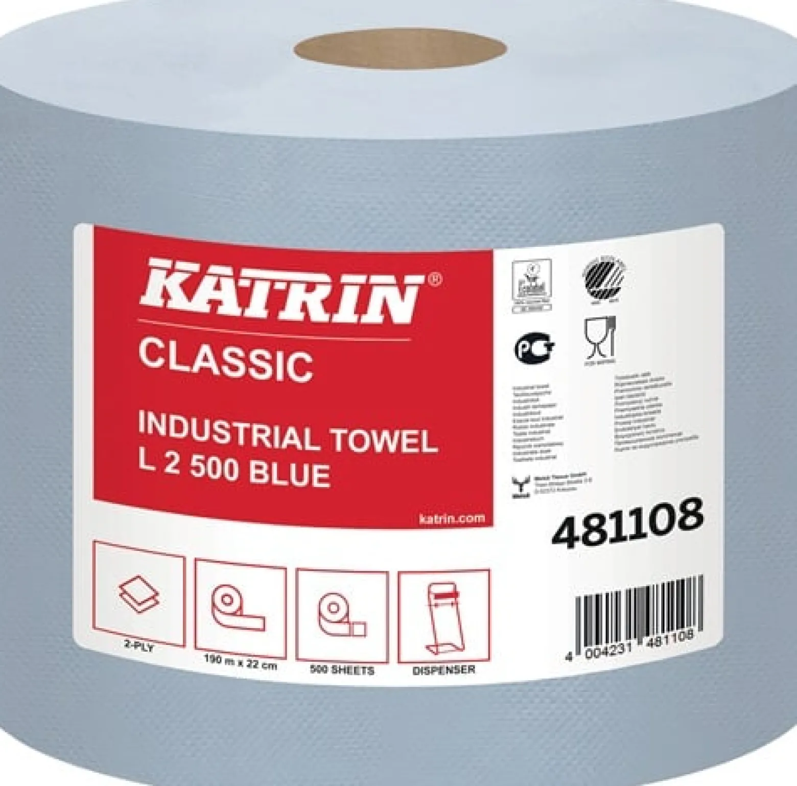 ELOS Putztuchrolle Katrin Classic L 2 L190xB220mm ca.mm blau 2-lagig 2 RL/KT - 481108
