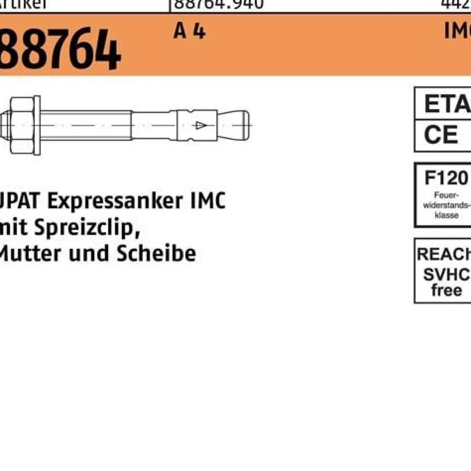Expressanker R 88764 IMC 12/10/106 A 4 20 Stück UPAT
