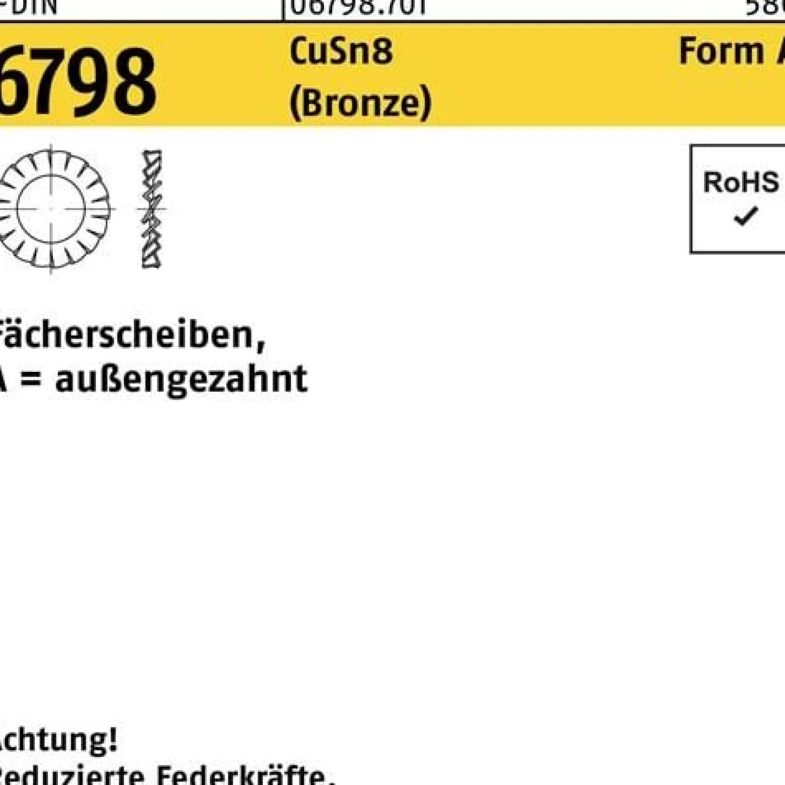 Fächerscheibe DIN 6798 FormA außengezahnt A 10,5 CuSn Bronze 100 Stück