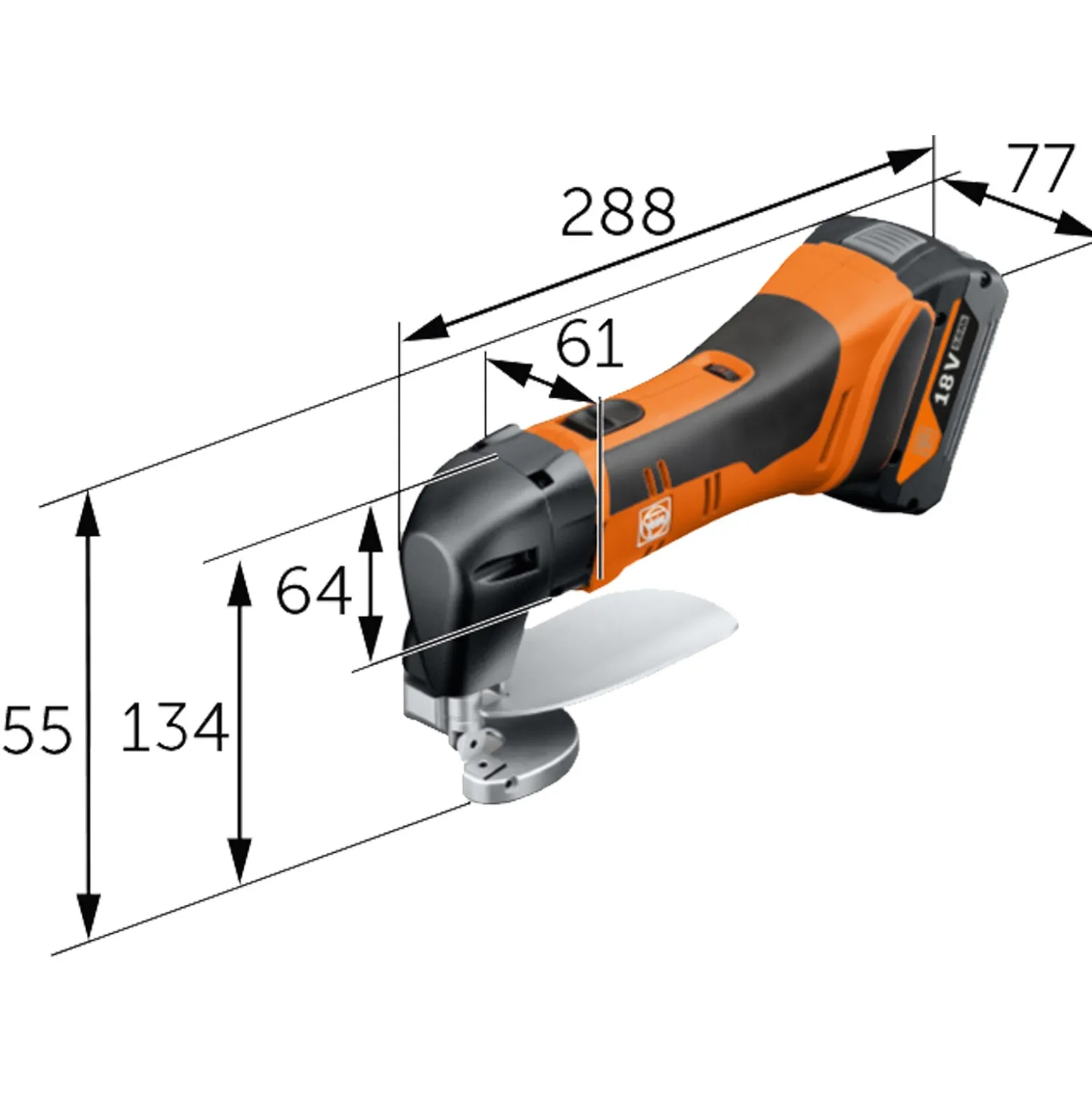 Fein Akku-Blechschere bis 1,6 mm ABLS 18 1.6 E AS / 2x 5,0 Ah Akku + Ladegerät in L-Boxx - 71300664000