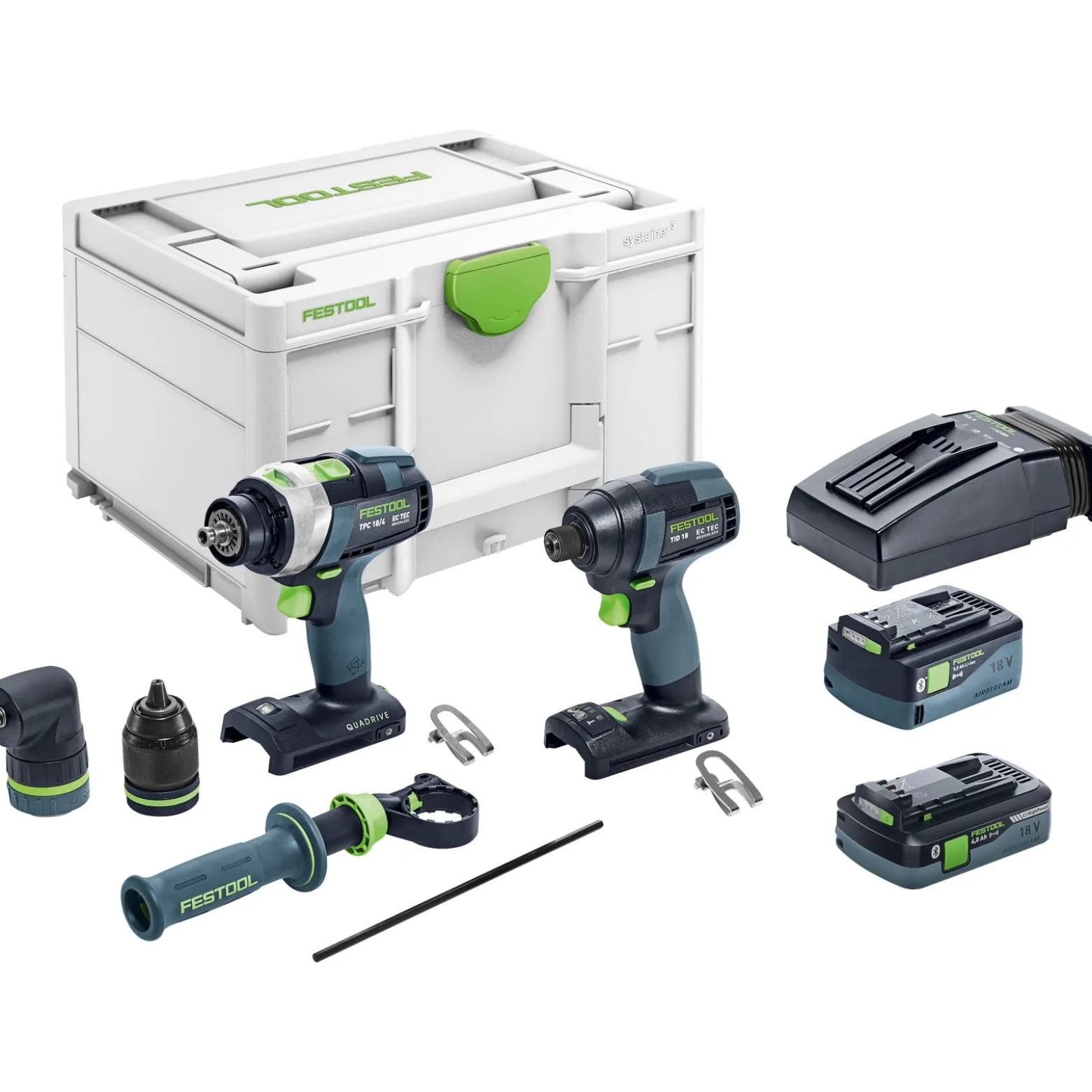 Festool Schrauber- und Bohrer-Set TID 18 5,0/4,0-Set TPC 18/4 / 1x 4,0 + 1x 5,0 Ah Akku + Ladegerät + Zubehör im Systainer - 577654