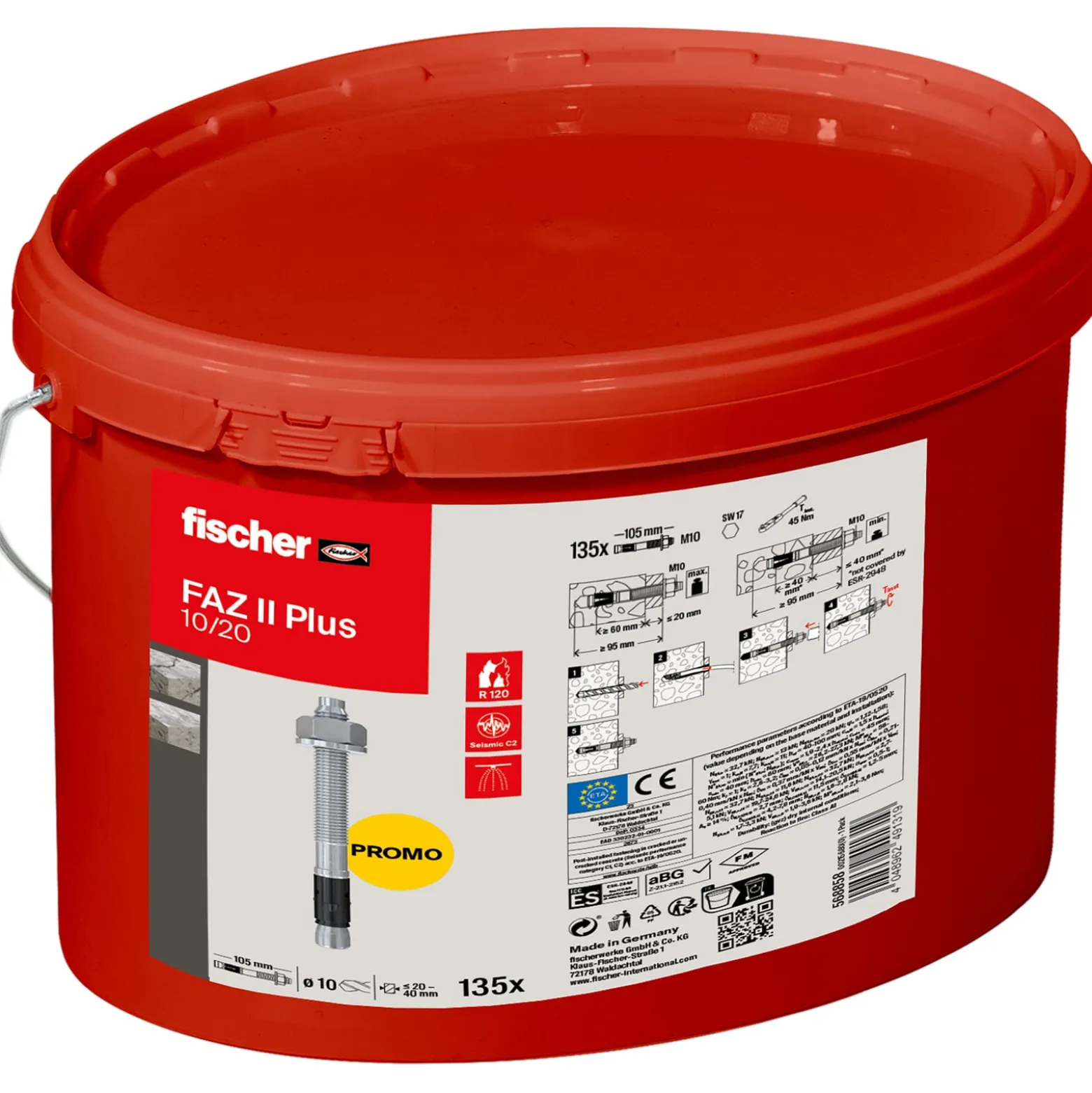 Fischer Bolzenanker FAZ II Plus 10/20 im Eimer (135 St) - 568858
