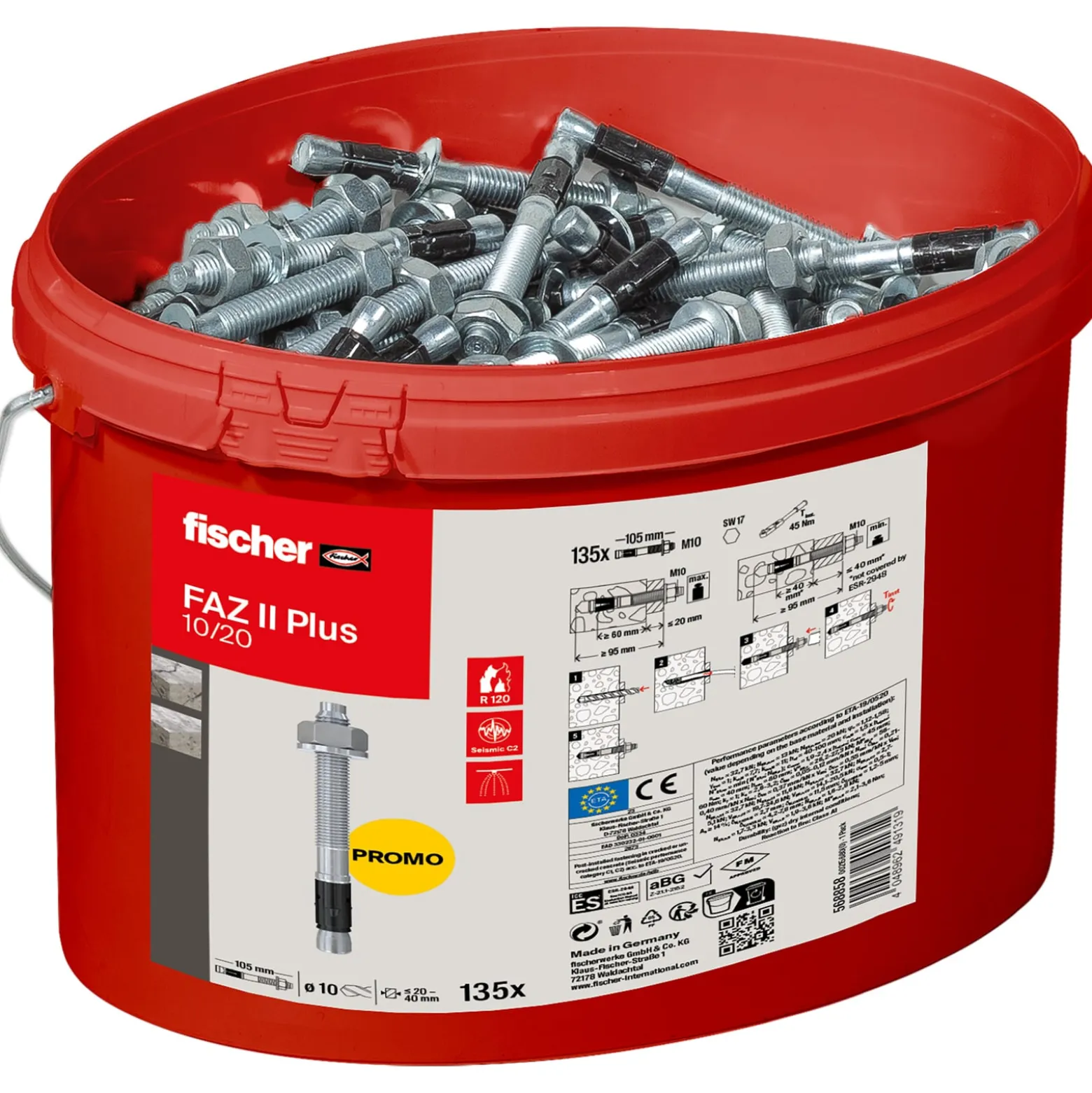 Fischer Bolzenanker FAZ II Plus 10/20 im Eimer (135 St) - 568858