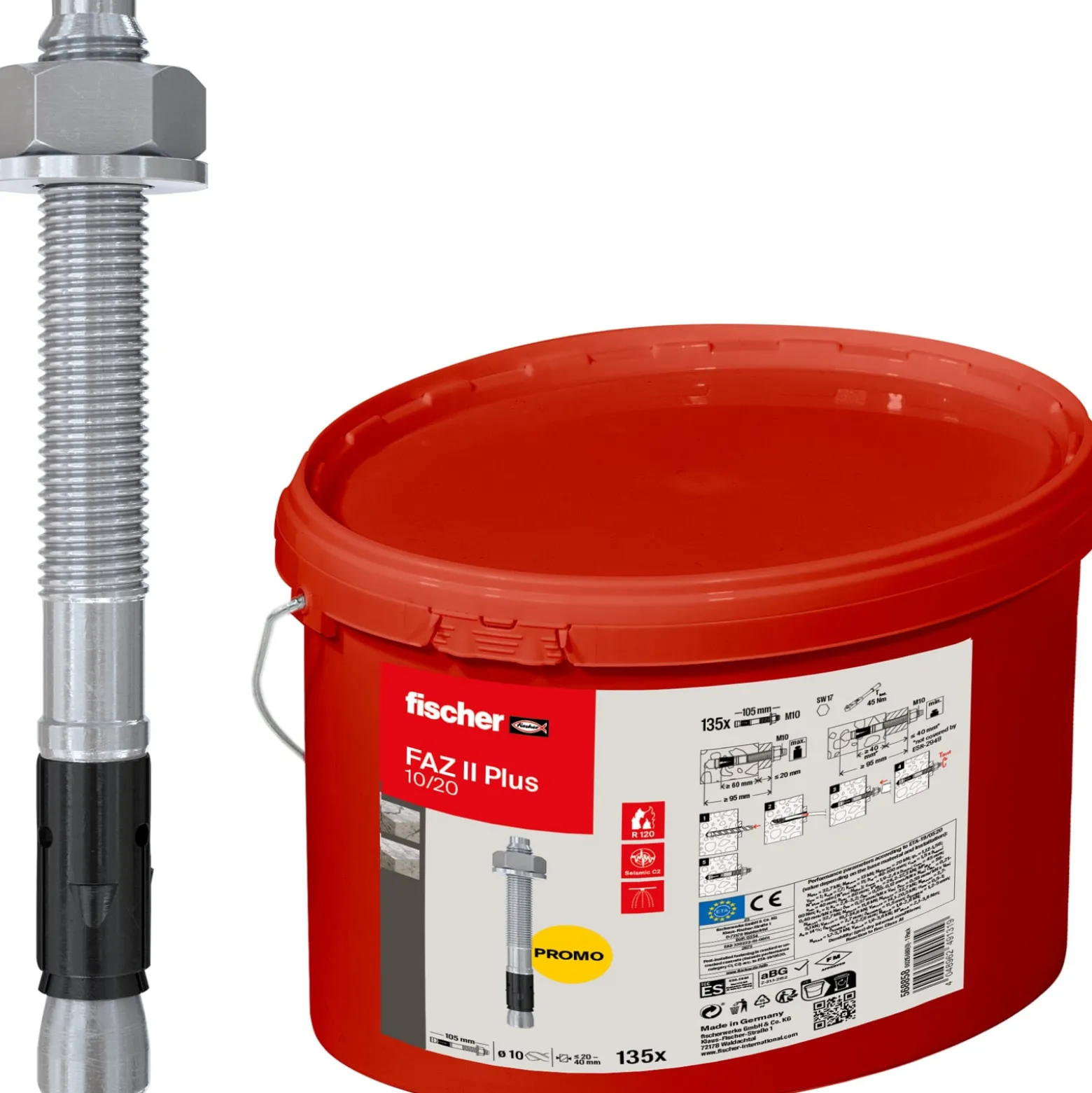 Fischer Bolzenanker FAZ II Plus 10/20 im Eimer (135 St) - 568858