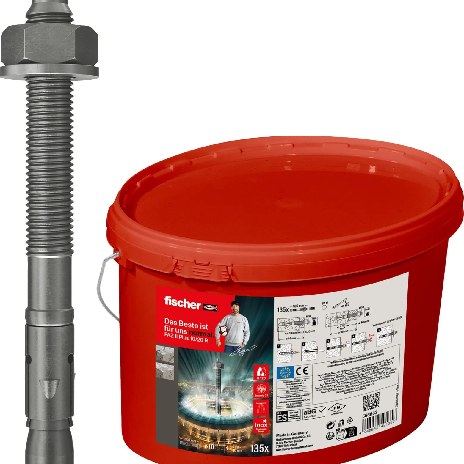 Fischer Bolzenanker FAZ II Plus 10/20 R im Eimer (135 St) - 568862