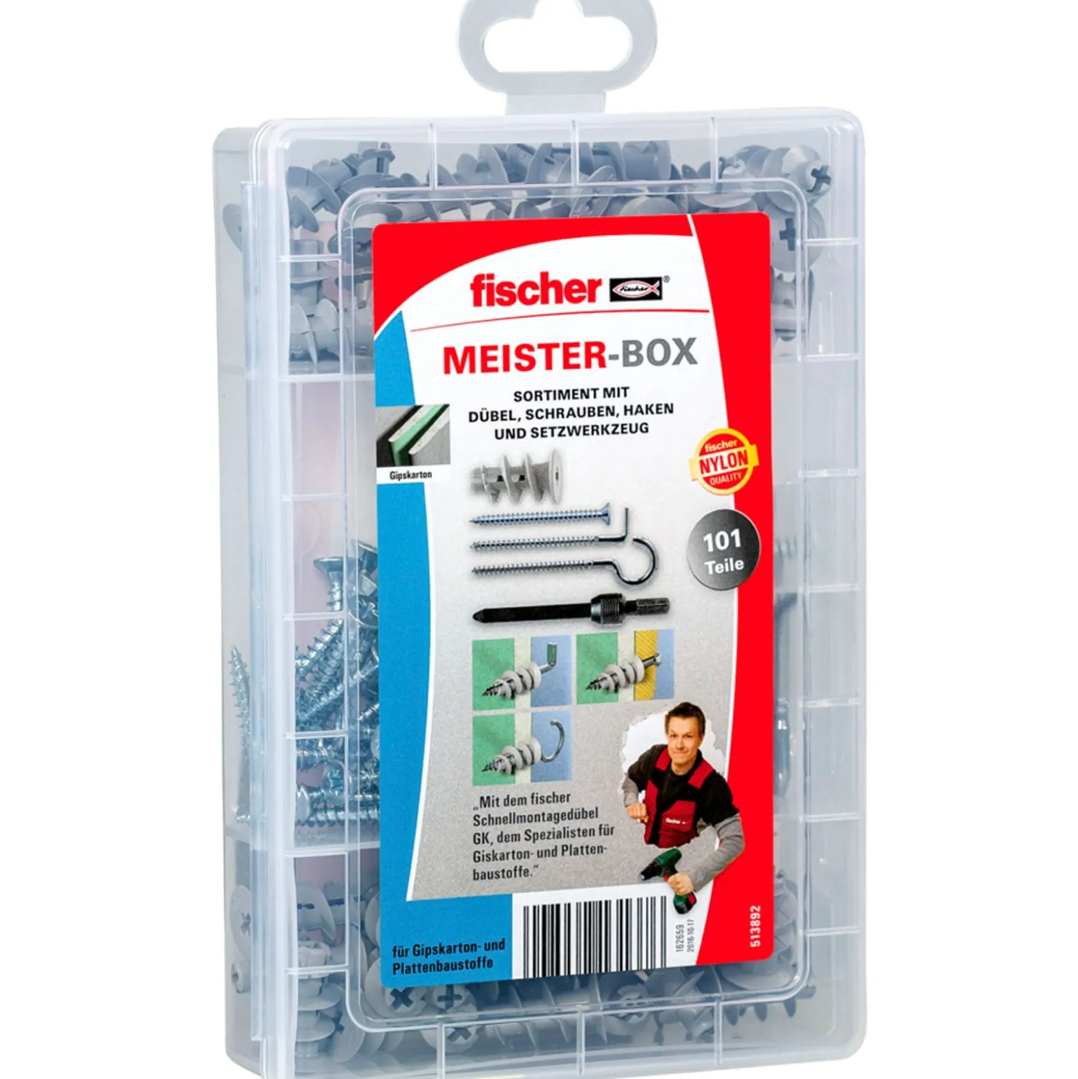 Fischer Meister-Box mit GK + Schrauben + Haken (100 Teile) - 513892