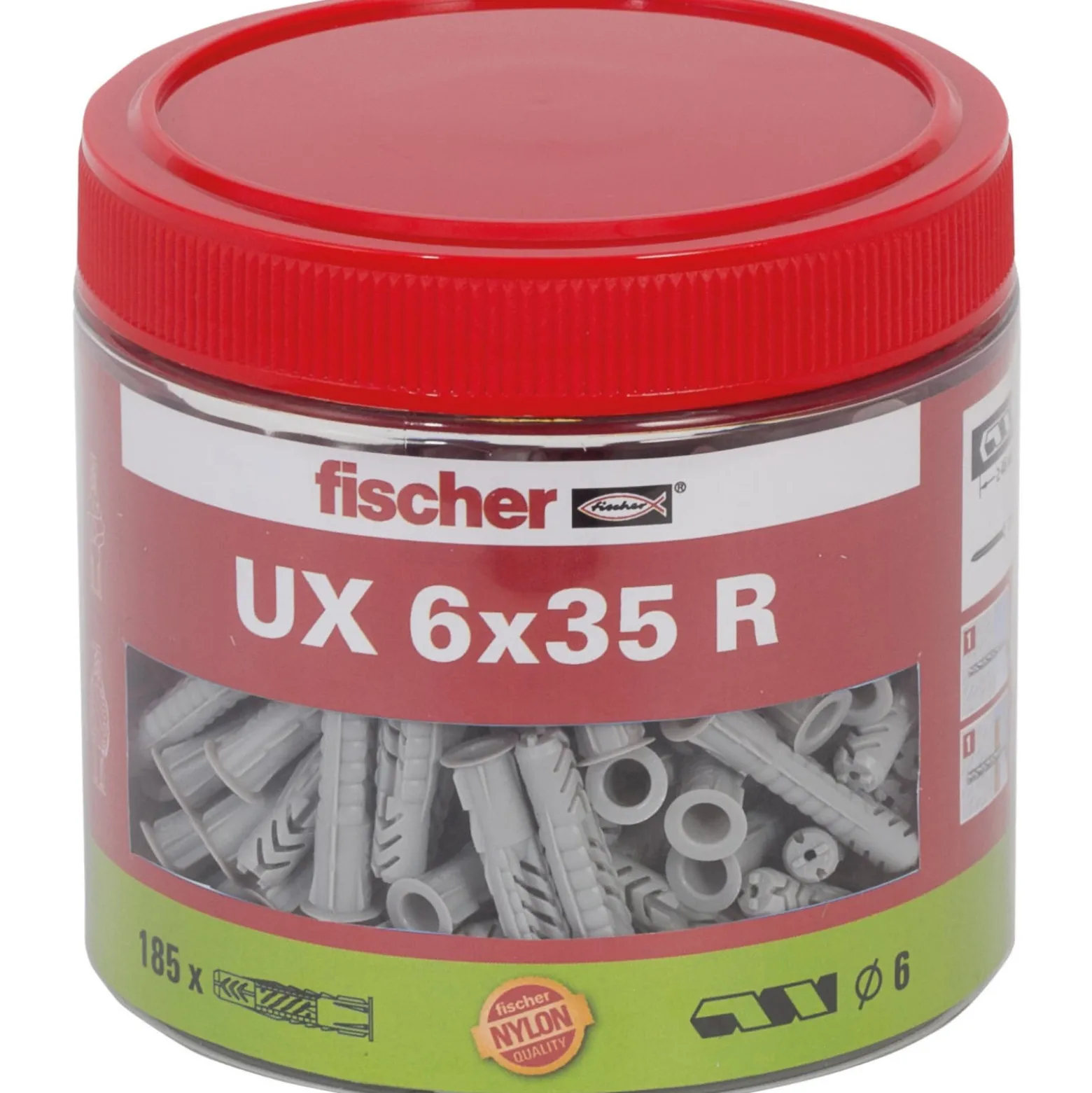 Fischer Universaldübel UX 6 x 35 mm R mit Rand Dose - 531027