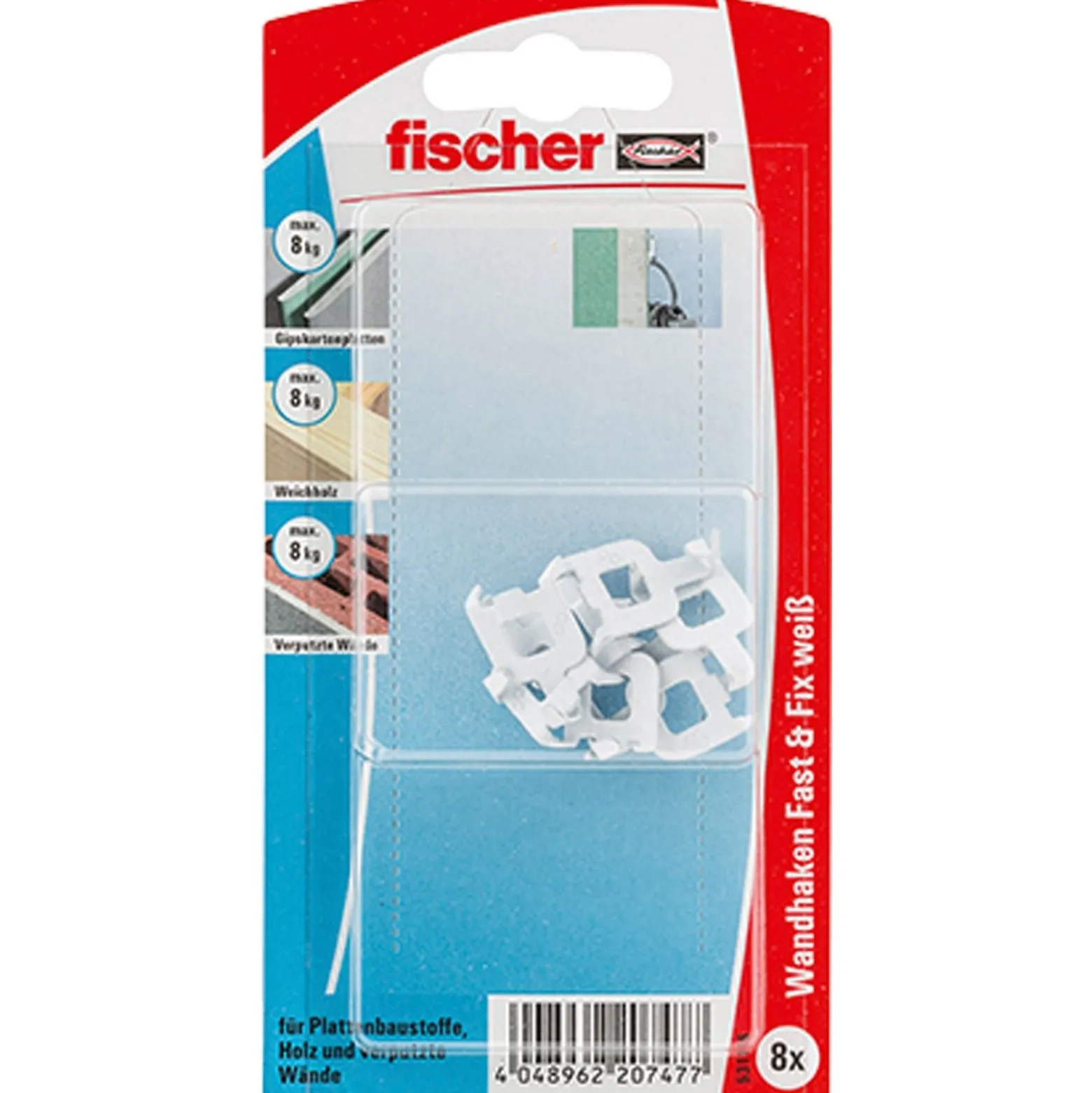 Fischer 8x Fast & Fix weiß - 531116