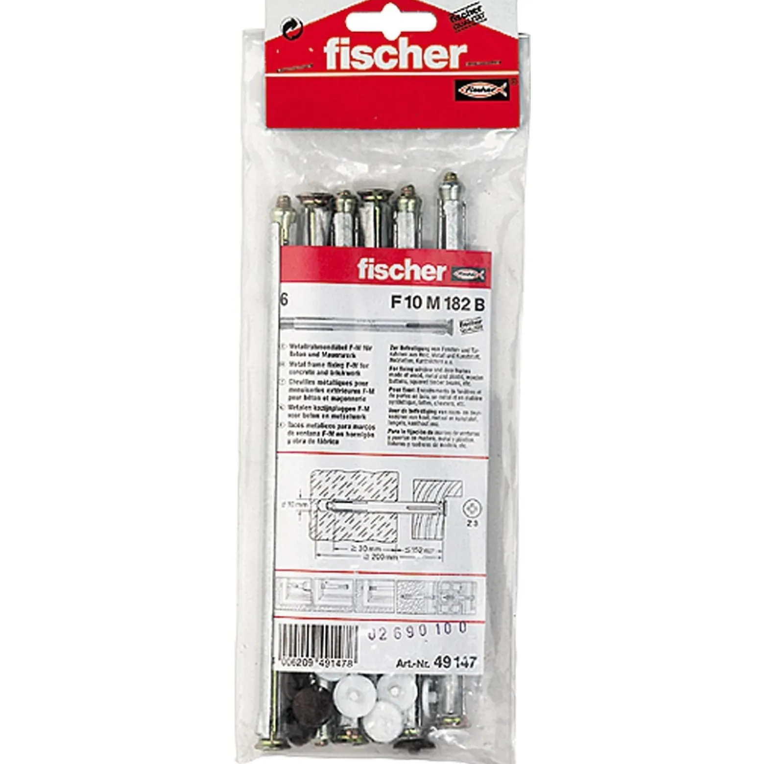 Fischer 6x Fensterrahmendübel F 10 M 182 B Beutel - 49147