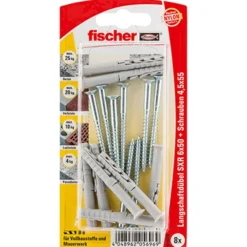 Fischer 8x Langschaftdübel SXR 6x50 Z Senkkopfschraube (PZ) - 503416