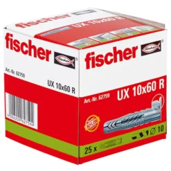 Fischer 25x Universaldübel UX 10 x 60 mm R mit Rand - 62759
