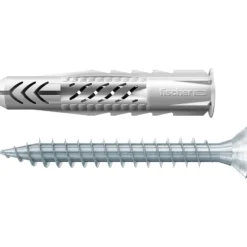 Fischer 25x Universaldübel UX 6 x 35 R S/20 mit Rand und Schraube - 94758