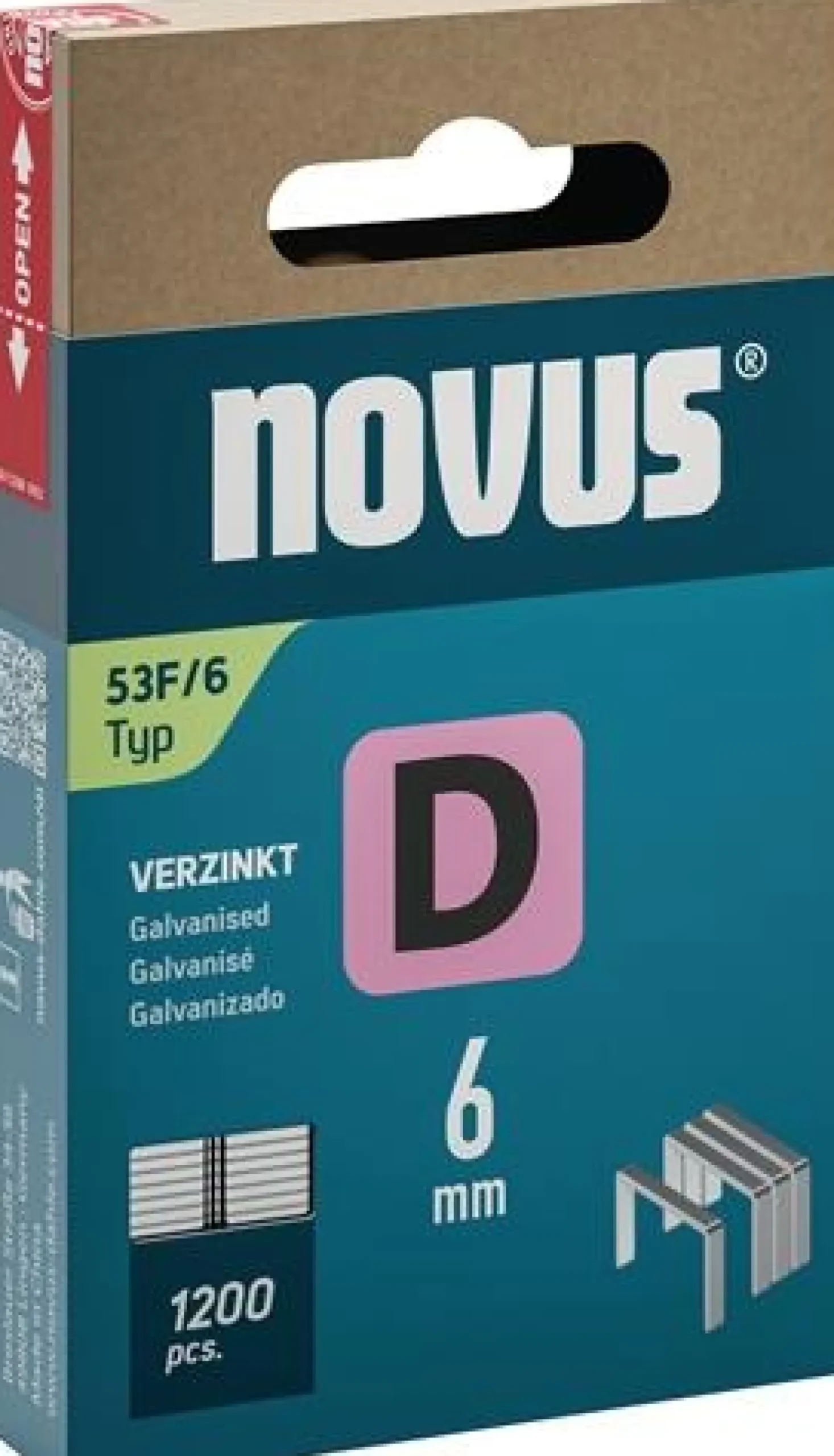 Flachdrahtklammer D Typ 53 F B11,3xL6mm Draht-B.1,25mm 1200 St.NOVUS