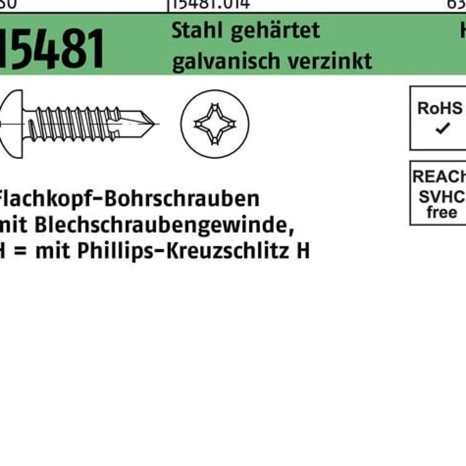 FLAKObohrschraube ISO 15481 PH ST 3,9x16-H Stahl gehärtet galv.verz. 1000St.
