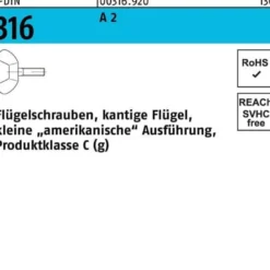 Flügelschraube DIN 316 M8x 35 A 2 kleine Ausführung 100 Stück