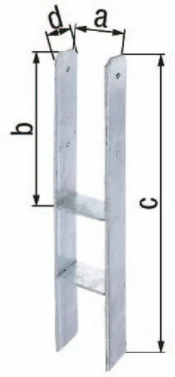 GAH Alberts H-Pfostenträger ETA-10/0210 71x300x600x60mm STA roh TZN - 213800