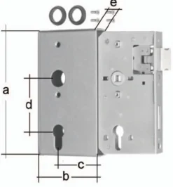 GAH Alberts Schlosskasten DIN L/R Maß A172xB94xC60mm Maß E 40mm Dornm.60mm - 417055