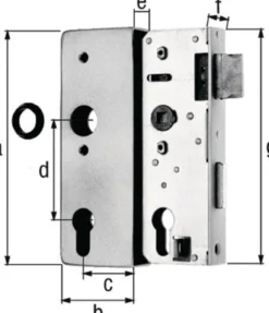 GAH Alberts Schlosskasten DIN L/R Maß A170xB60xC40mm Maß E 30mm Dornm.40mm - 413354