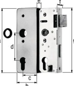GAH Alberts Schlosskasten DIN L/R Maß A170xB60xC40mm Maß E 30mm Dornm.40mm - 413354