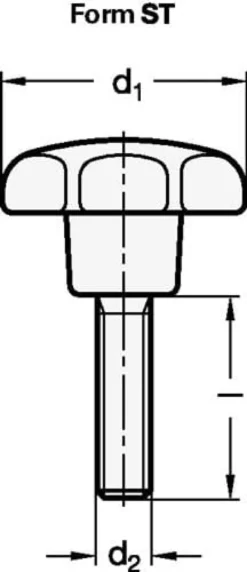 Ganter Norm Sterngriff GN 6336.4 Sterngriffschraube - 6336.4-ST-50-M10-40